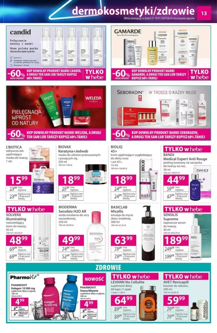 Gazetka promocyjna Hebe - ważna 01.01 do 10.01.2024 - strona 5 - produkty: Bandi, Bioderma, Biovax, Maska, Pharmovit, Rum, Ser, Serum, Serum do twarzy, Suplement diety, Zdrowie