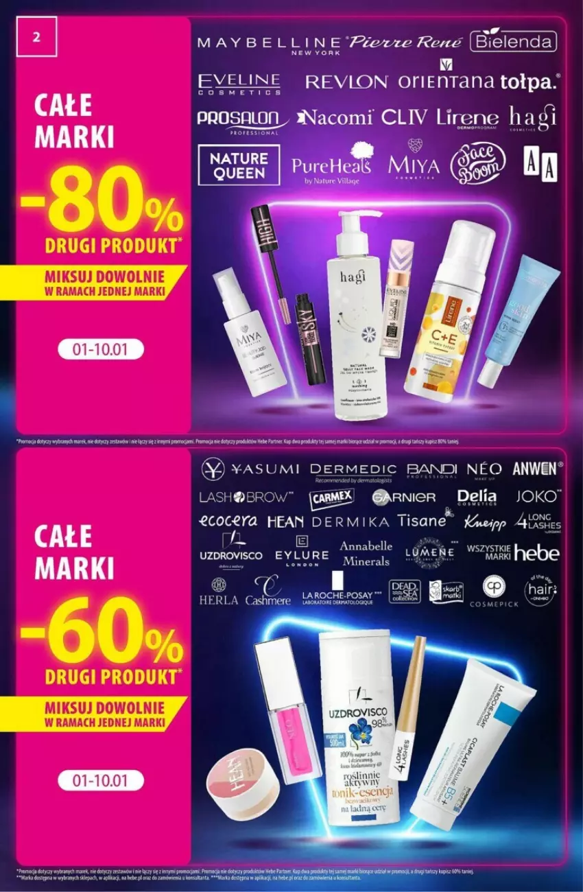 Gazetka promocyjna Hebe - ważna 01.01 do 10.01.2024 - strona 9 - produkty: Bell, Bielenda, Dermedic, Eveline, Lirene, Maybelline, Nacomi, Rama, Tołpa