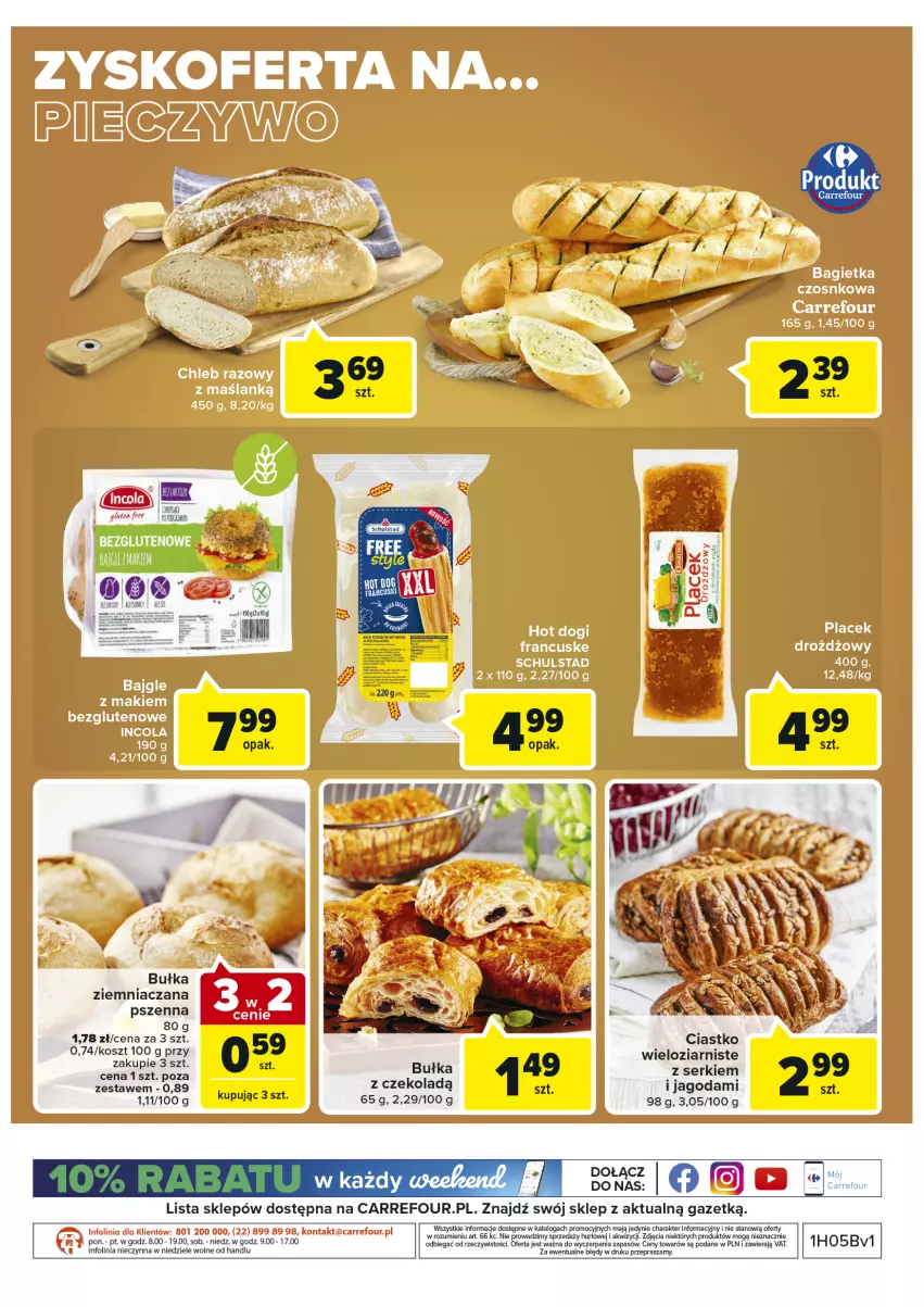 Gazetka promocyjna Carrefour - Gazetka Carrefour Targ świeżości - ważna 01.02 do 07.02.2022 - strona 4 - produkty: Bajgle, Bułka, Chleb, Hot dog, Kosz, O nas, Ser