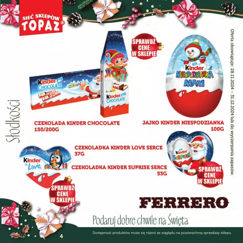 Gazetka promocyjna Topaz - Gazetka - ważna 28.11 do 31.12.2024 - strona 4 - produkty: Ferrero