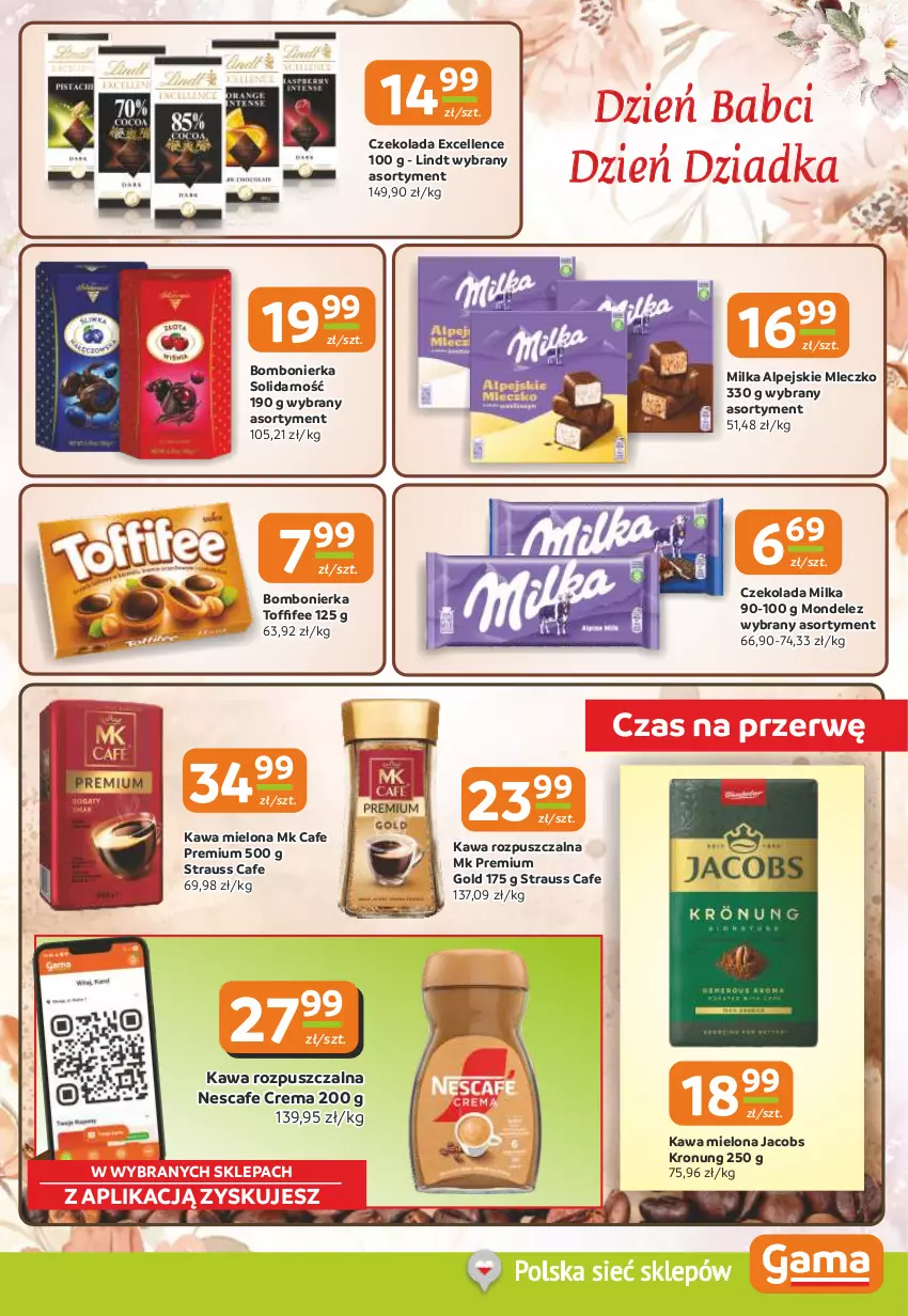 Gazetka promocyjna Gama - Gazetka Gama - ważna 15.01 do 27.01.2026 - strona 5 - produkty: Czekolada, Jacobs, Kawa, Kawa mielona, Kawa rozpuszczalna, Lindt, Milka, Mleczko