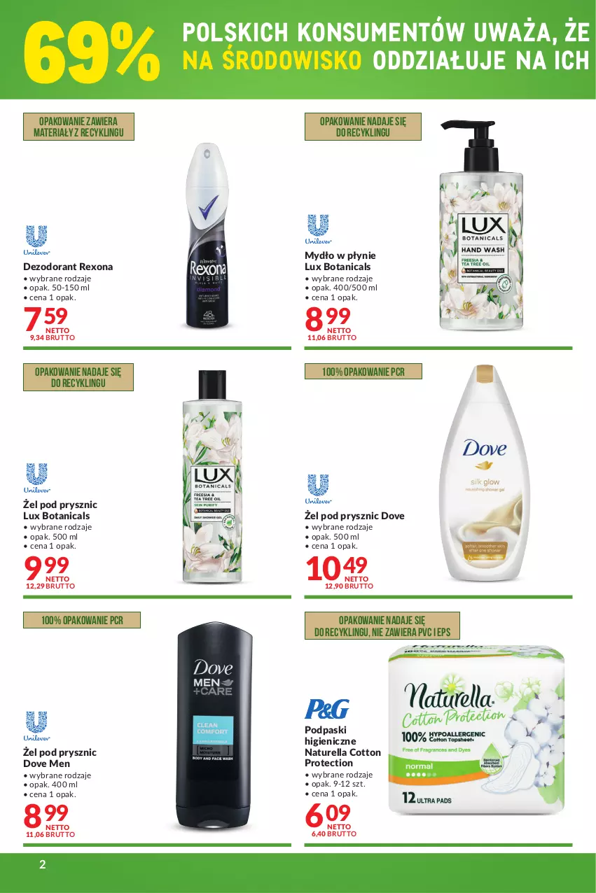 Gazetka promocyjna Makro - [Oferta specjalna] Razem dbajmy o środowisko - ważna 31.05 do 13.06.2022 - strona 2 - produkty: Dezodorant, Dove, Mydło, Mydło w płynie, Naturell, Naturella, Podpaski, Rexona