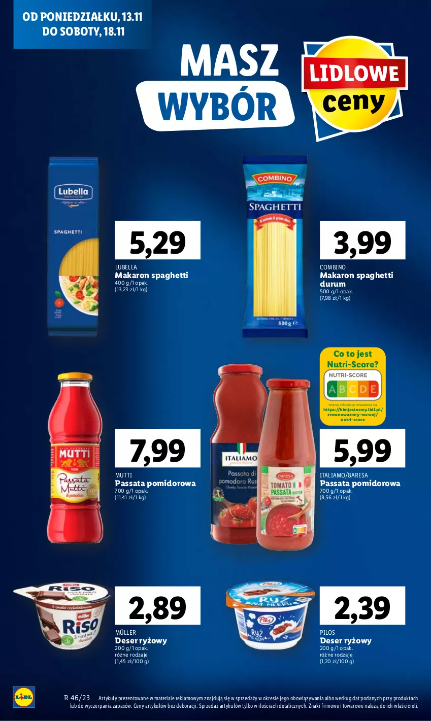 Gazetka promocyjna Lidl - GAZETKA - ważna 13.11 do 15.11.2023 - strona 20 - produkty: Bell, Bella, Deser, Lubella, Makaron, Müller, Pilos, Rum, Ryż, Ser, Spaghetti, Wazon