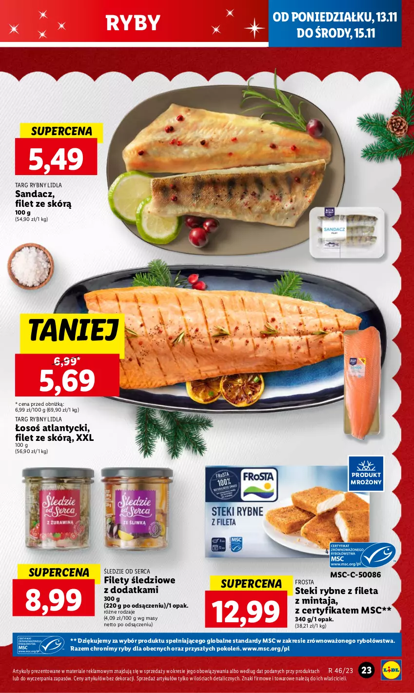 Gazetka promocyjna Lidl - GAZETKA - ważna 13.11 do 15.11.2023 - strona 39 - produkty: Frosta, Mintaj, Sandacz, Ser, Stek