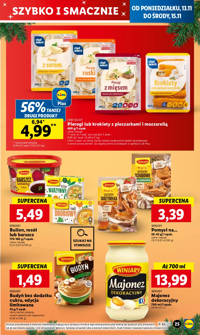 Gazetka promocyjna Lidl - GAZETKA - ważna 13.11 do 15.11.2023 - strona 41 - produkty: Budyń, Bulion, Cappuccino, Krokiety, Lion, Majonez, Olej, Piec, Pieczarka, Pierogi, Rosół, Winiary