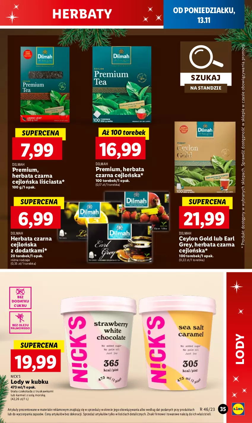 Gazetka promocyjna Lidl - GAZETKA - ważna 13.11 do 15.11.2023 - strona 51 - produkty: Czekolada, Dilmah, Earl Grey, Herbata, Herbata czarna, Lody, Olej, Torebka