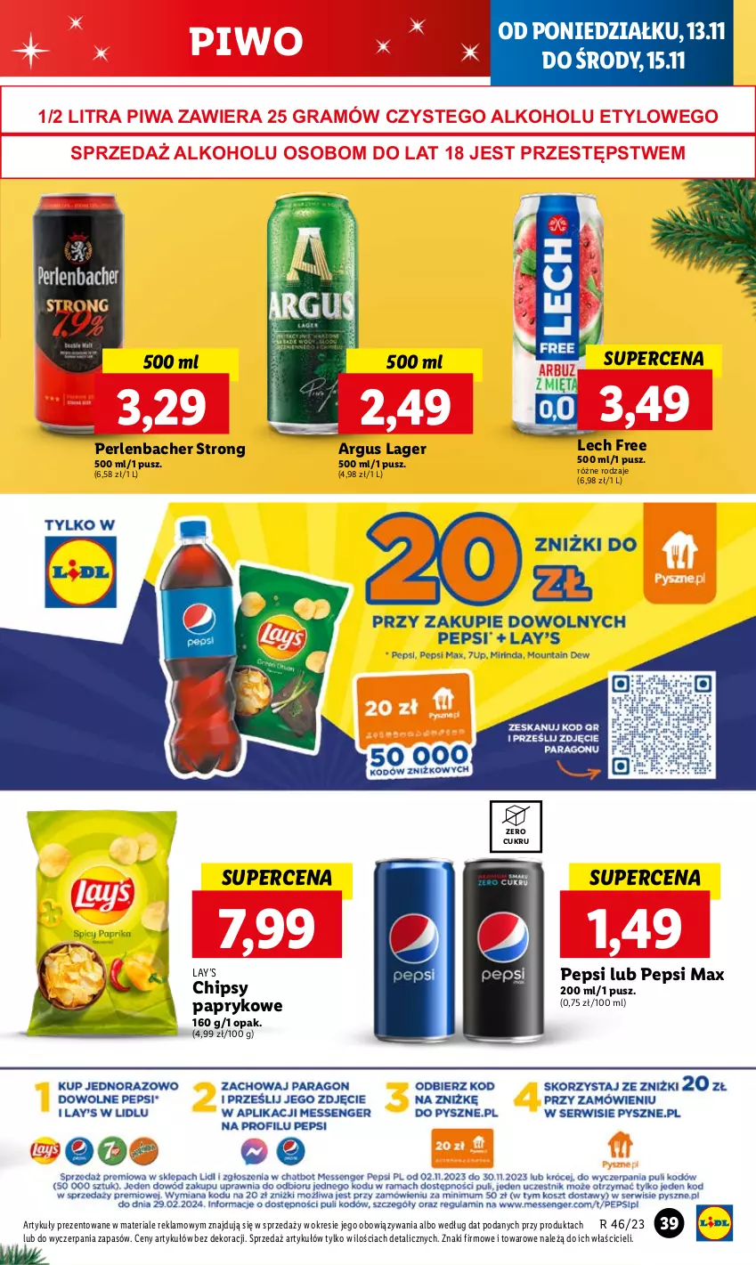 Gazetka promocyjna Lidl - GAZETKA - ważna 13.11 do 15.11.2023 - strona 55 - produkty: Chipsy, Gra, Lay’s, NBA, Pepsi, Pepsi max, Piwa, Piwo