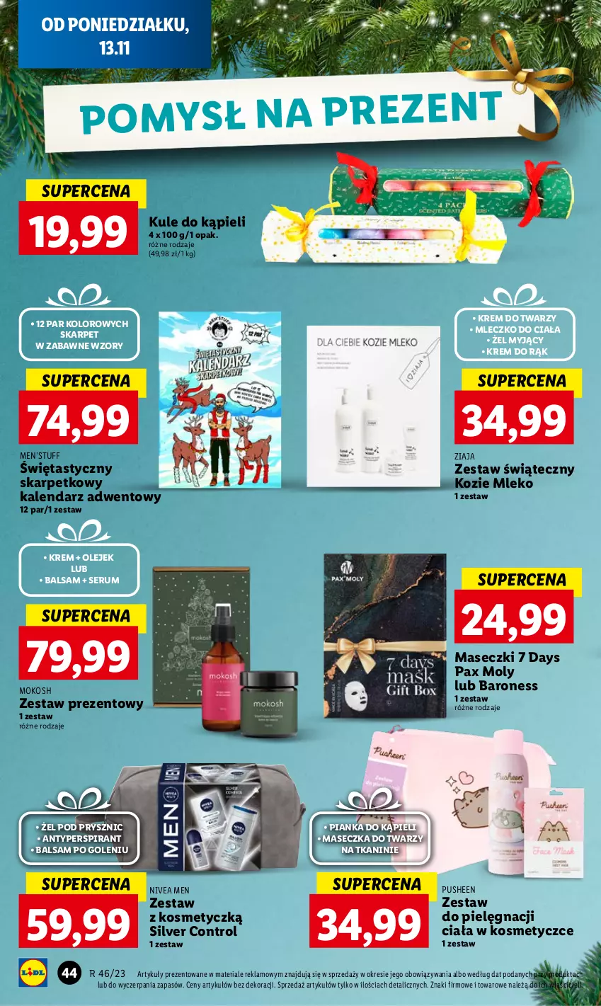 Gazetka promocyjna Lidl - GAZETKA - ważna 13.11 do 15.11.2023 - strona 60 - produkty: 7 Days, Antyperspirant, Balsam po goleniu, Control, Kalendarz, Kalendarz adwentowy, Karp, Krem do rąk, Krem do twarzy, Mleczko, Mleczko do ciała, Mleko, Nivea, Nivea Men, Olej, Pax, Rum, Ser, Serum, Zestaw prezentowy, Ziaja