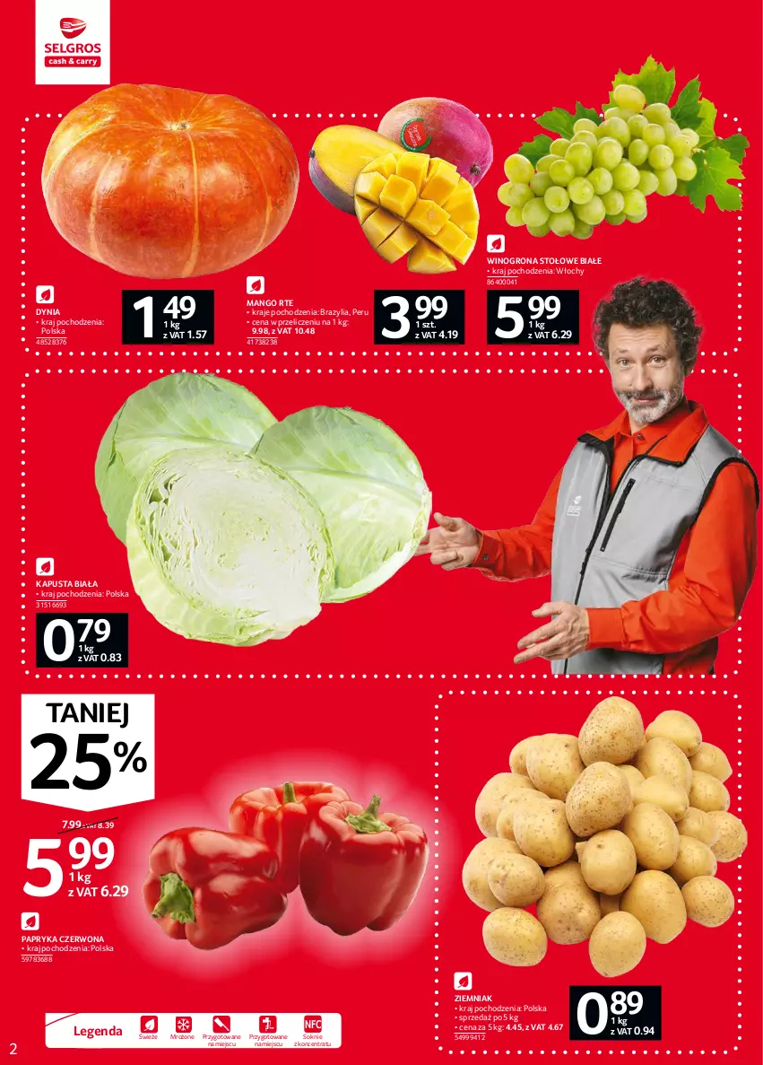 Gazetka promocyjna Selgros - Oferta spożywcza - ważna 16.09 do 29.09.2021 - strona 2 - produkty: Mango, Papryka, Papryka czerwona, Sok, Wino, Winogrona