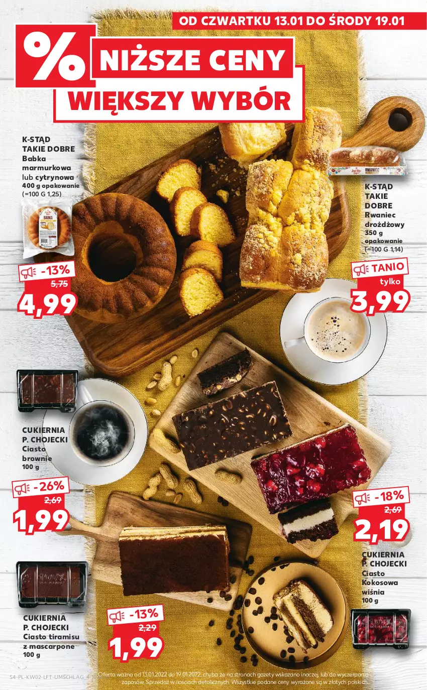 Gazetka promocyjna Kaufland - OFERTA TYGODNIA - ważna 13.01 do 19.01.2022 - strona 4 - produkty: Babka, Brownie, Cukier, Kokos, Mascarpone