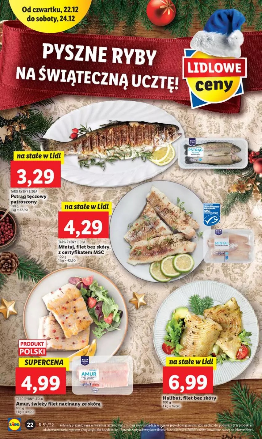 Gazetka promocyjna Lidl - GAZETKA - ważna 22.12 do 24.12.2022 - strona 26 - produkty: Mintaj, Pstrąg, Pstrąg tęczowy