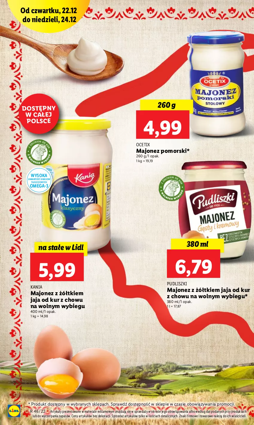 Gazetka promocyjna Lidl - GAZETKA - ważna 22.12 do 24.12.2022 - strona 32 - produkty: Jaja, Majonez, Ocet, Omega-3, Pudliszki, Sok