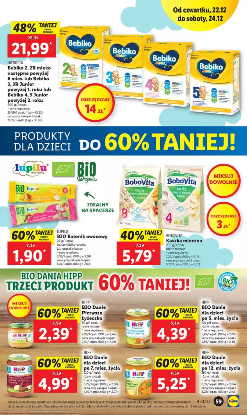 Gazetka promocyjna Lidl - GAZETKA - ważna 22.12 do 24.12.2022 - strona 74 - produkty: Acer, Aronia, Baton, Bebiko, BoboVita, Dzieci, HiPP, Hipp Bio, Mleko, O nas, Top