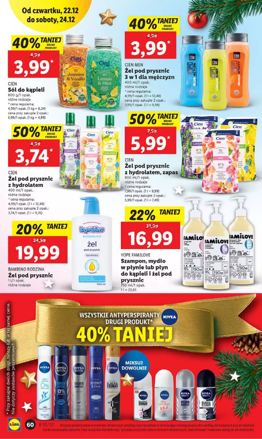 Gazetka promocyjna Lidl - GAZETKA - ważna 22.12 do 24.12.2022 - strona 75 - produkty: Fa, Hydrolat, Mydło, Sól, Sól do kąpieli, Szampon, Yope