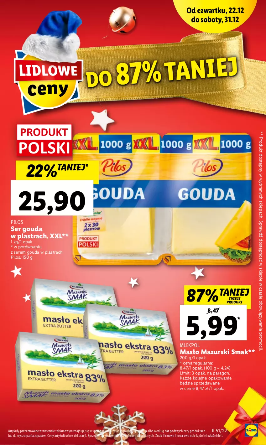 Gazetka promocyjna Lidl - GAZETKA - ważna 22.12 do 24.12.2022 - strona 8 - produkty: Gouda, Masło, Olej, Pilos, Por, Ser