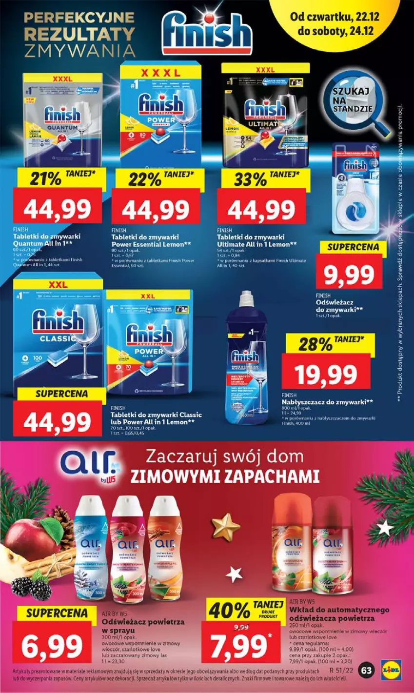 Gazetka promocyjna Lidl - GAZETKA - ważna 22.12 do 24.12.2022 - strona 82 - produkty: Finish, Odświeżacz do zmywarki, Por, Tablet, Tabletki do zmywarki, Zmywarki