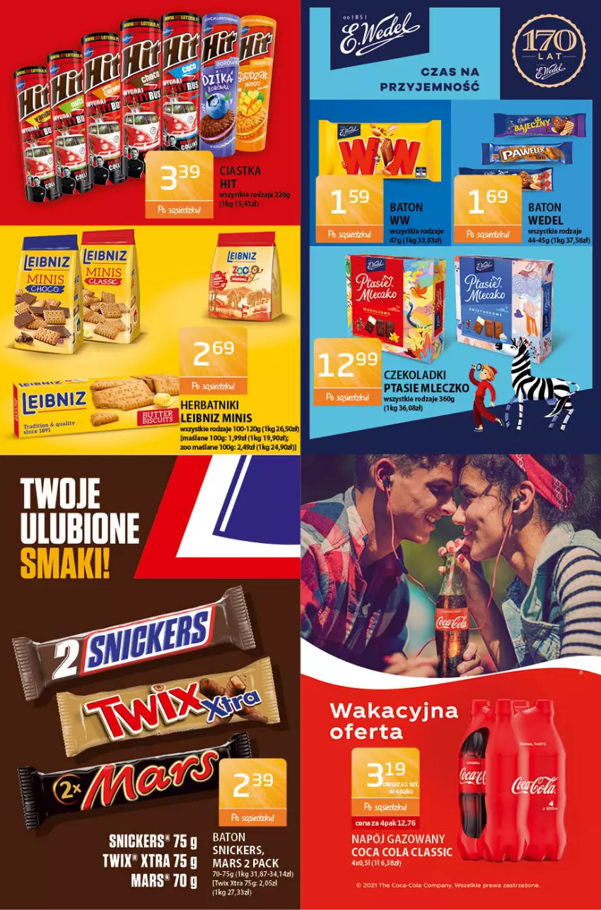 Gazetka promocyjna ABC - Gazetka - ważna 29.07 do 12.08.2021 - strona 6 - produkty: Coca-Cola, Mars, Mleczko, Napój, Napój gazowany, Ptasie mleczko, Snickers, Szal, Twix