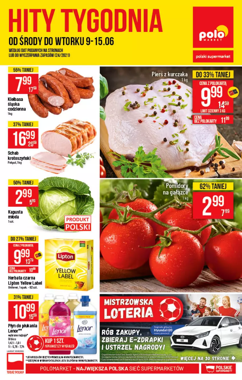 Gazetka promocyjna PoloMarket - Gazetka promocyjna - ważna 09.06 do 15.06.2021 - strona 1 - produkty: Herbata, Herbata czarna, HP, Lipton, Sok