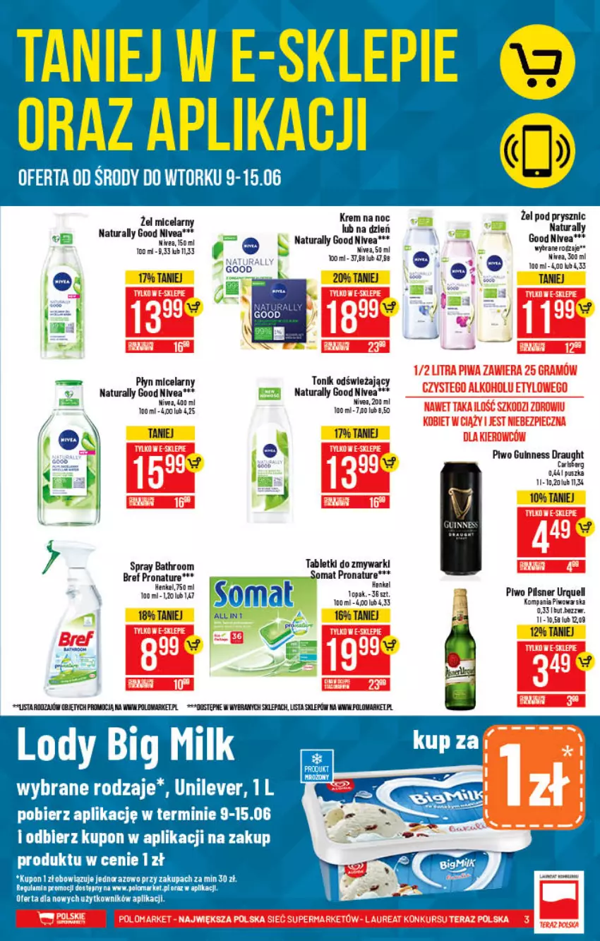 Gazetka promocyjna PoloMarket - Gazetka promocyjna - ważna 09.06 do 15.06.2021 - strona 3 - produkty: Bref, Gra, Nivea, Piec, Pilsner Urquell, Piwa, Piwo, Tablet, Tabletki do zmywarki, Top, Zmywarki