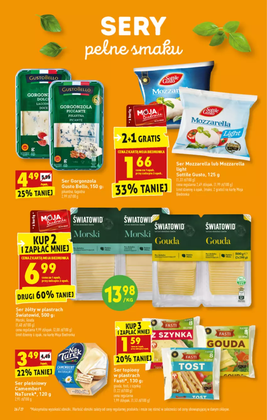 Gazetka promocyjna Biedronka - W tym tygodniu - ważna 17.05 do 22.05.2021 - strona 26 - produkty: Bell, Fa, Gorgonzola, Gouda, Mozzarella, Pax, Ser, Ser pleśniowy, Sok, Top