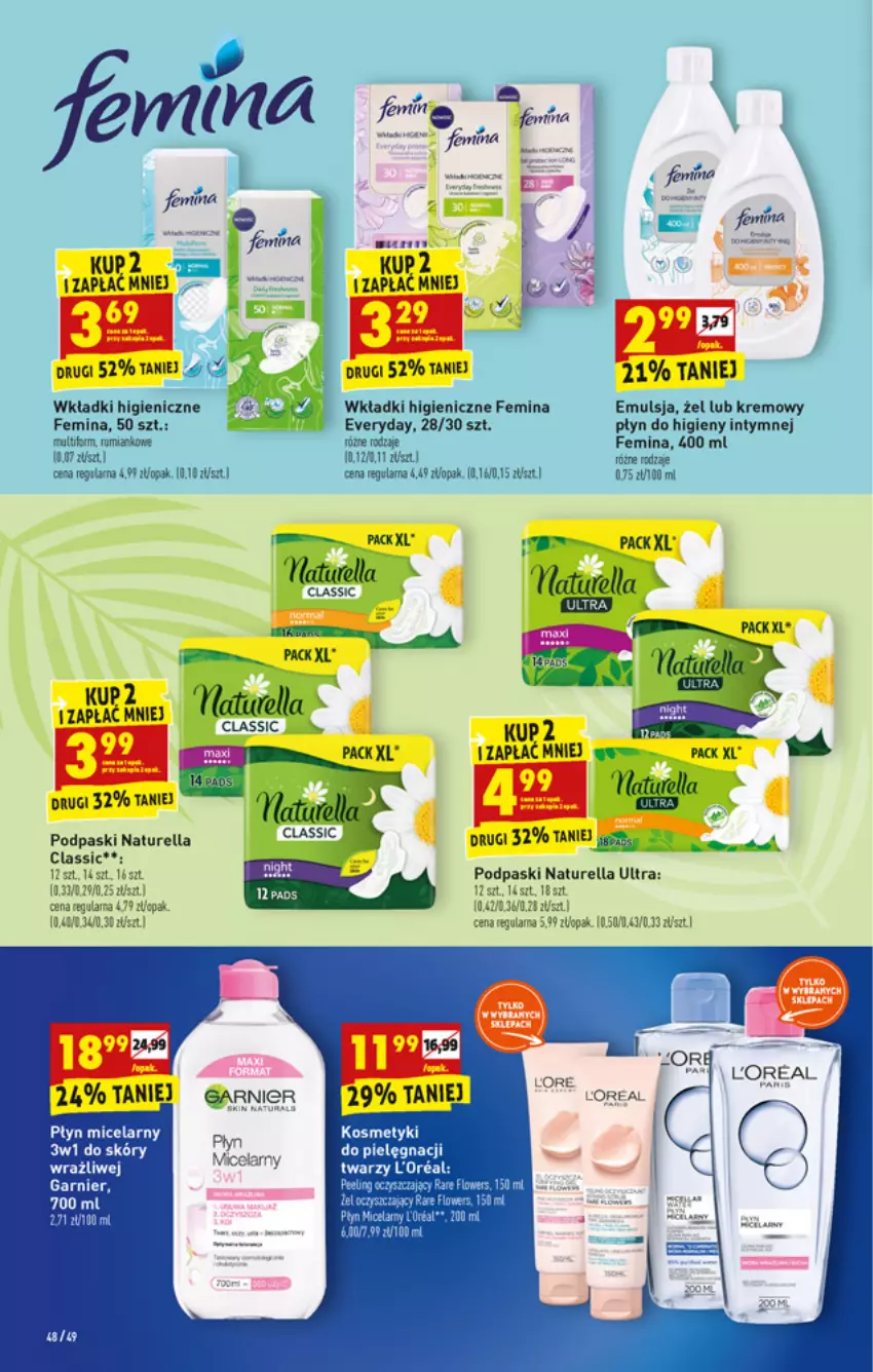 Gazetka promocyjna Biedronka - W tym tygodniu - ważna 17.05 do 22.05.2021 - strona 48 - produkty: Emulsja, Fa, Gala, Garnier, Naturell, Naturella, Płyn do higieny intymnej, Płyn micelarny, Podpaski, Rum, Wkładki