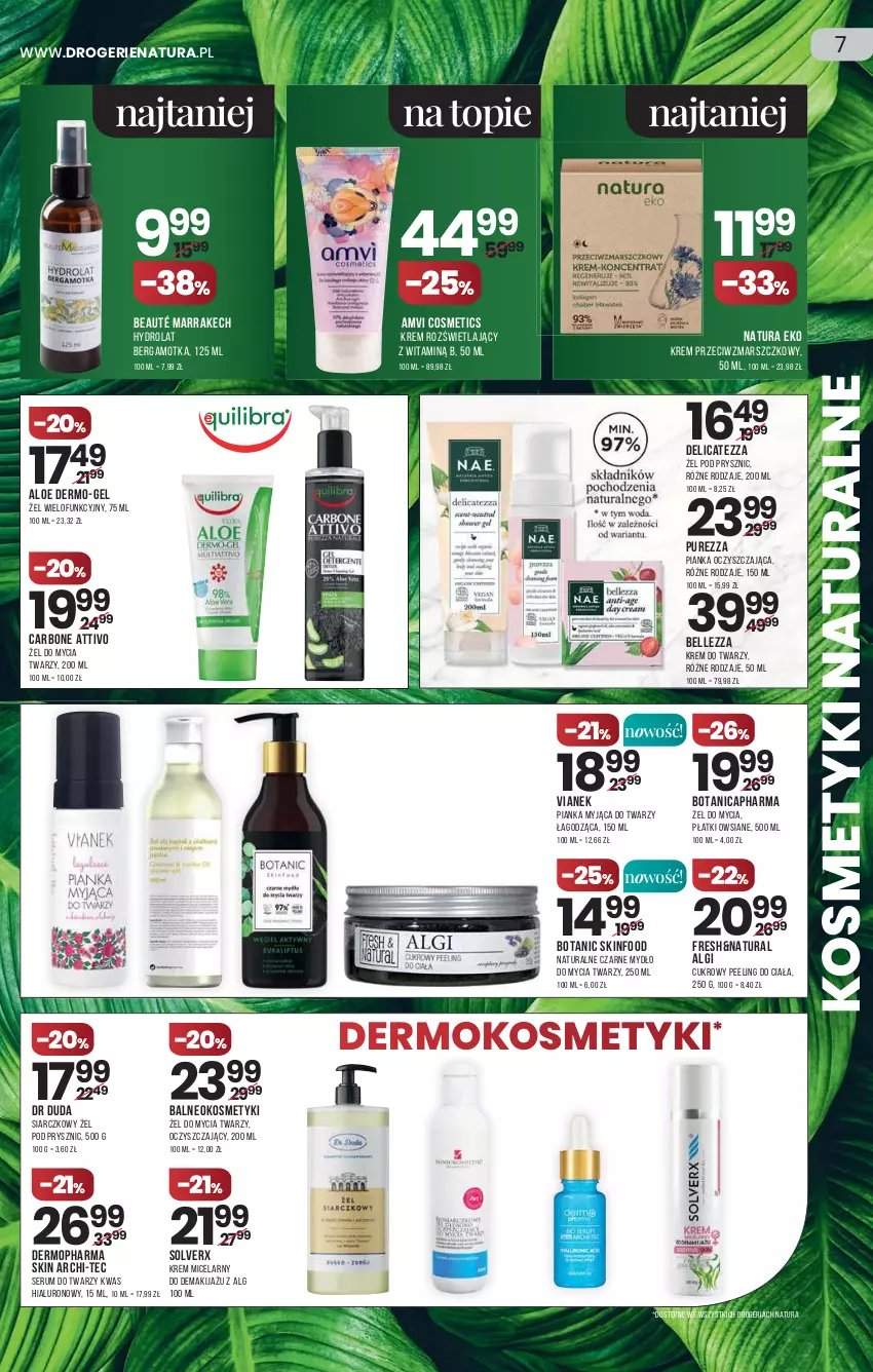 Gazetka promocyjna Drogerie Natura - Gazetka Drogerie Natura - ważna 29.07 do 11.08.2021 - strona 7 - produkty: Bell, Cukrowy peeling, Duda, Hi-Tec, Hydrolat, Krem do twarzy, Krem przeciwzmarszczkowy, LG, Makijaż, Mars, Mop, Mydło, Peeling, Płatki owsiane, Pur, Rum, Ser, Serum, Serum do twarzy, SKINFOOD, Top