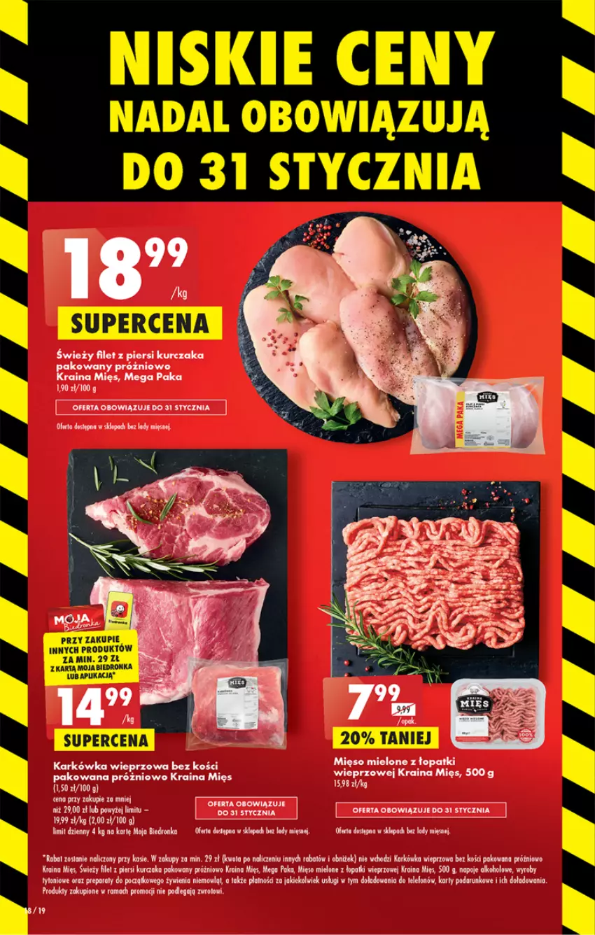 Gazetka promocyjna Biedronka - Gazetka - Biedronka.pl - ważna 05.01 do 11.01.2023 - strona 18 - produkty: Filet z piersi kurczaka, Karkówka wieprzowa, Kurczak, Mięso, Mięso mielone, Mięso mielone z łopatki wieprzowej, Napoje