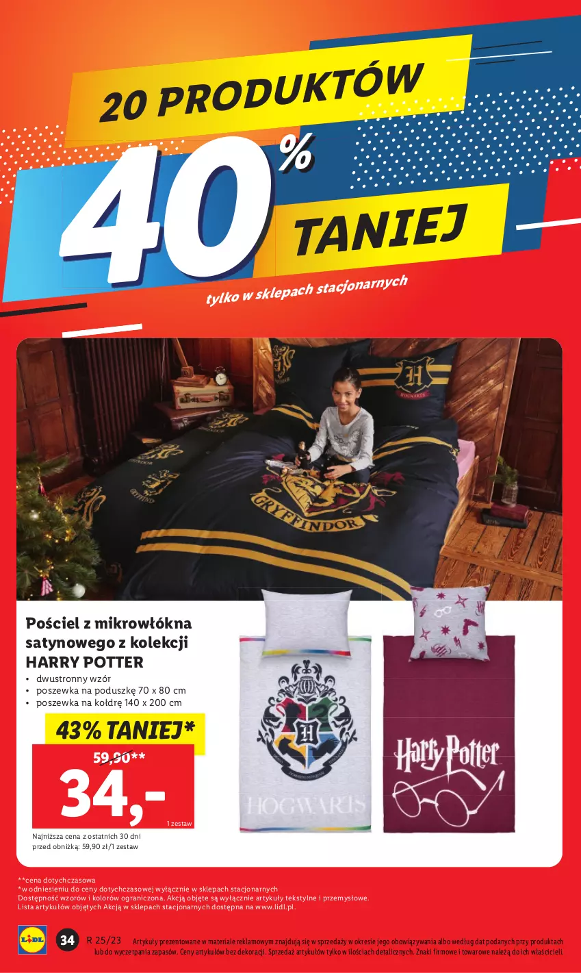 Gazetka promocyjna Lidl - GAZETKA - ważna 19.06 do 24.06.2023 - strona 44 - produkty: Gra, Harry Potter, Pościel, Poszewka