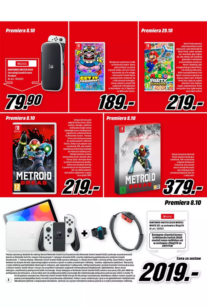 Gazetka promocyjna Media Markt - Gazetka Media Markt - ważna 01.10 do 31.10.2021 - strona 2 - produkty: Cień, Głośnik, Gra, Gry, Kontroler, Metro, Nintendo Switch, Oleo, Por, Sok, Tablet, Telewizor, Tera, Top