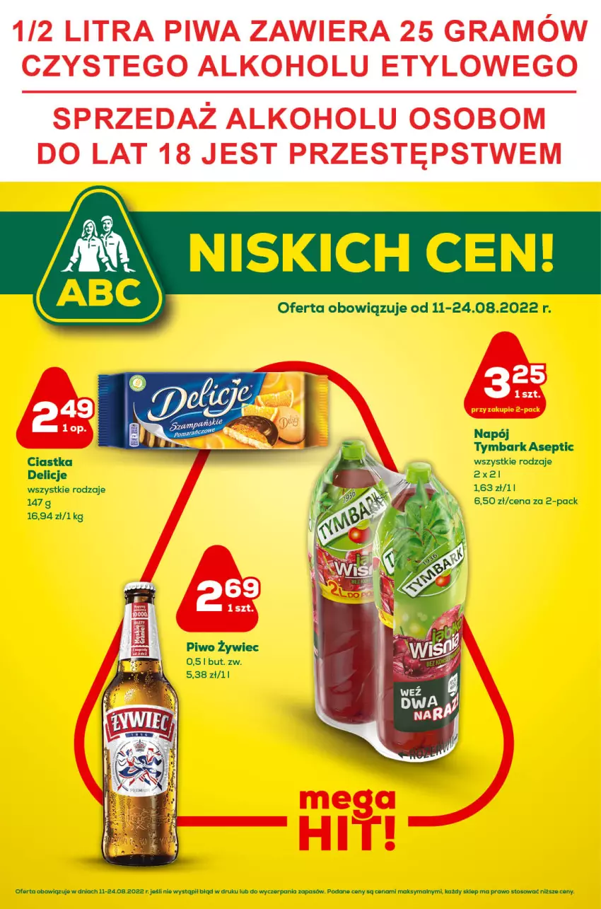 Gazetka promocyjna ABC - Gazetka - ważna 09.08 do 22.08.2022 - strona 1 - produkty: Ciastka, Delicje, Gra, Napój, Piwa, Piwo, Tymbark