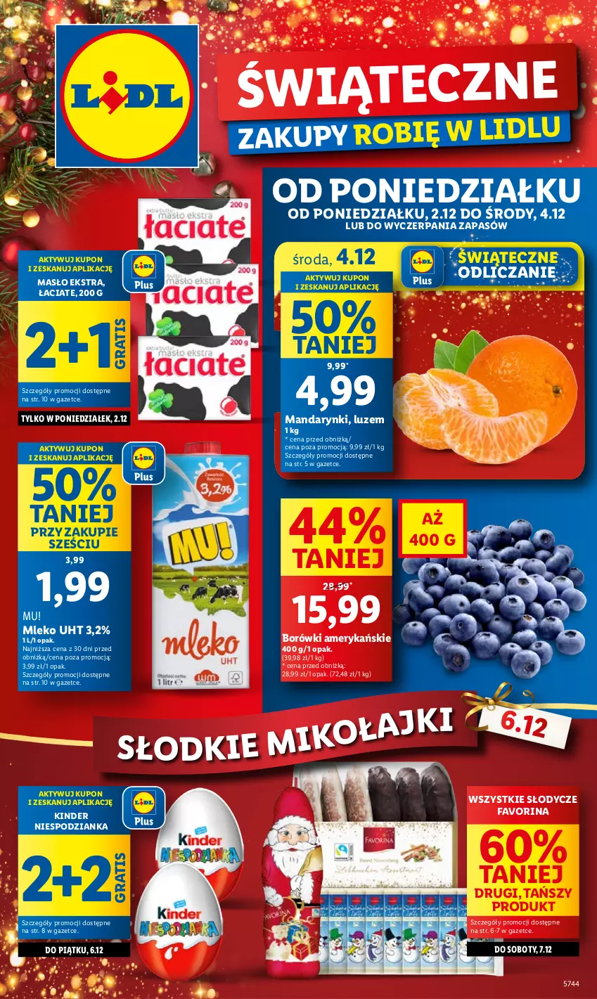 Gazetka promocyjna Lidl - GAZETKA - ważna 02.12 do 04.12.2024 - strona 1 - produkty: Fa, Gra, Kinder, Mandarynki, Masło, Mleko