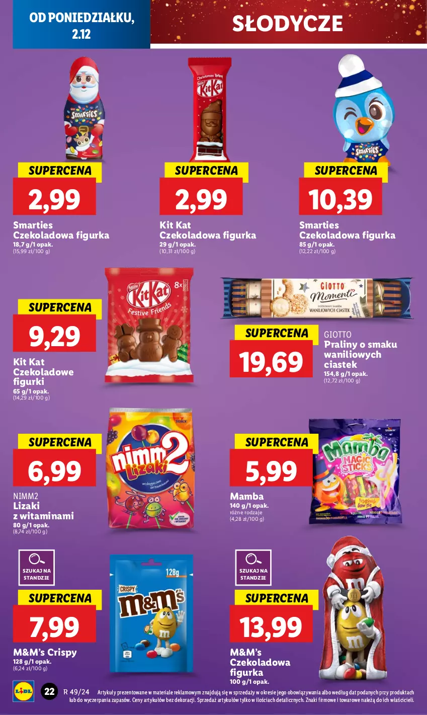 Gazetka promocyjna Lidl - GAZETKA - ważna 02.12 do 04.12.2024 - strona 24 - produkty: Kit Kat, Lizaki, Mamba, Nimm2, Praliny, Stek