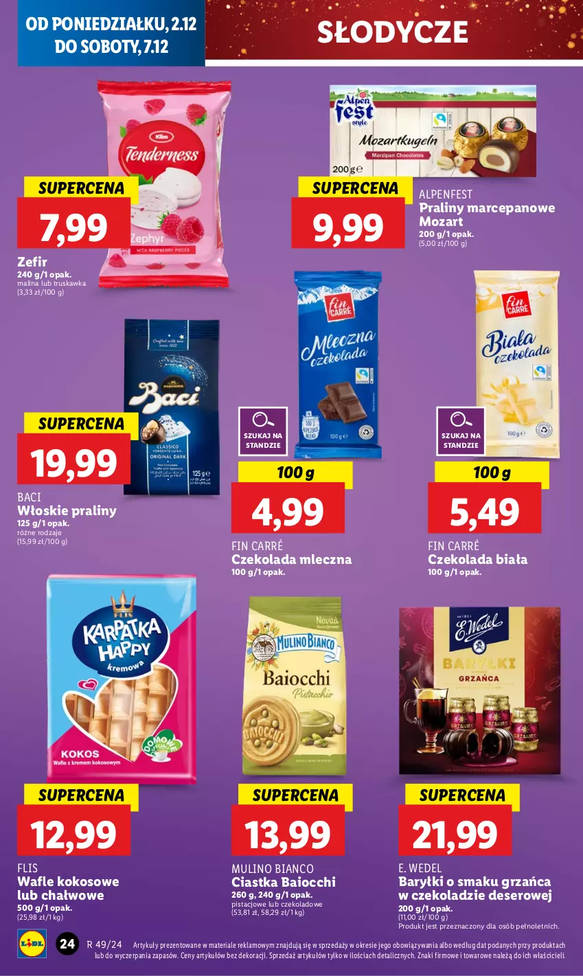 Gazetka promocyjna Lidl - GAZETKA - ważna 02.12 do 04.12.2024 - strona 26 - produkty: Baryłki, Ciastka, Czekolada, Czekolada mleczna, Deser, E. Wedel, Kokos, Praliny, Ser, Wafle