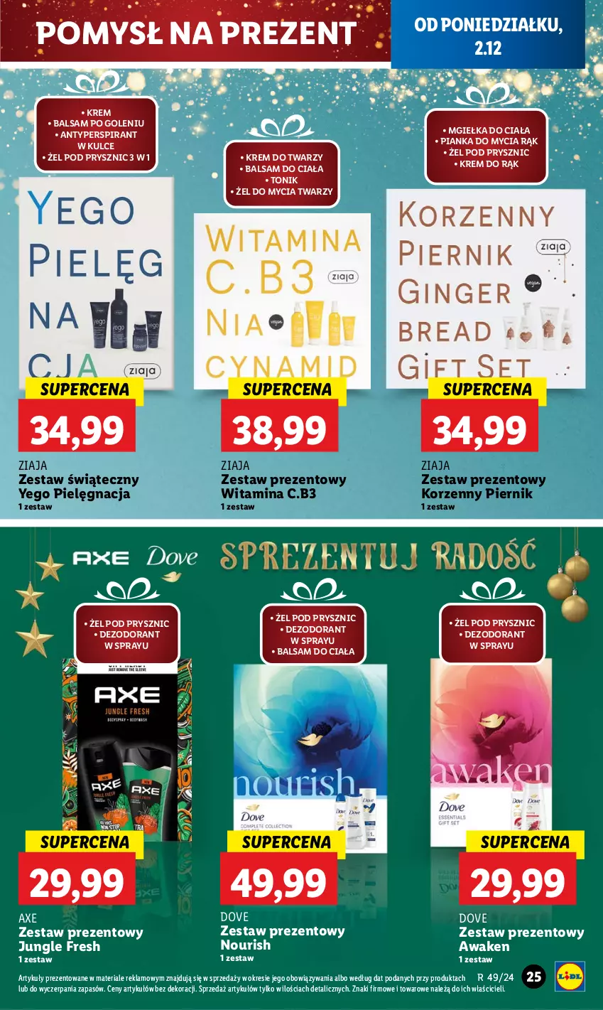 Gazetka promocyjna Lidl - GAZETKA - ważna 02.12 do 04.12.2024 - strona 27 - produkty: Antyperspirant, Balsam do ciała, Balsam po goleniu, Dezodorant, Dove, Krem do rąk, Krem do twarzy, Piernik, Tonik, Zestaw prezentowy, Ziaja