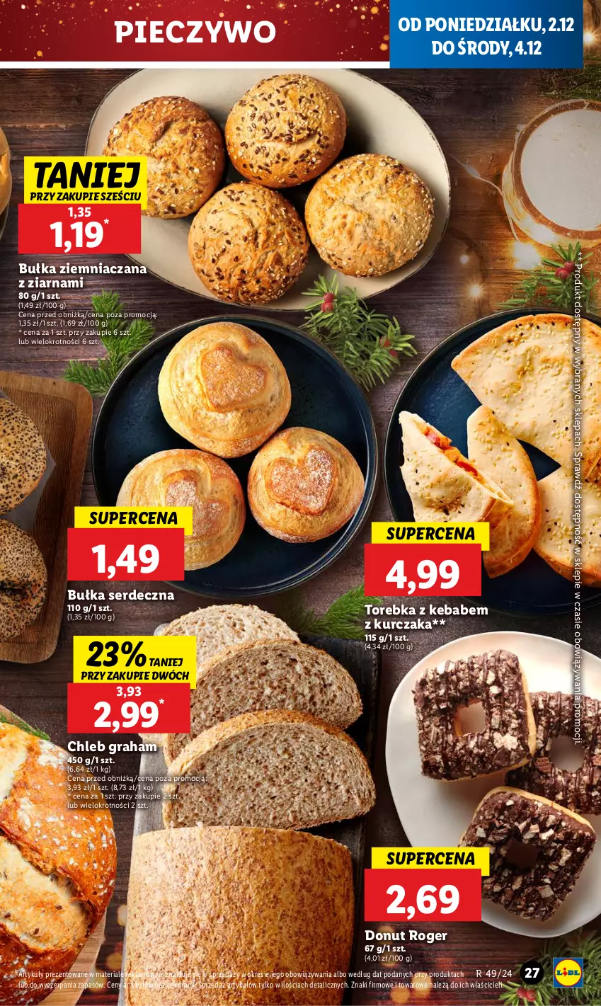 Gazetka promocyjna Lidl - GAZETKA - ważna 02.12 do 04.12.2024 - strona 29 - produkty: Bułka, Chleb, Donut, Gra, Kebab, Kurczak, Piec, Pieczywo, Ser, Torebka