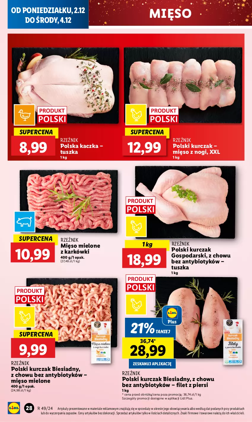 Gazetka promocyjna Lidl - GAZETKA - ważna 02.12 do 04.12.2024 - strona 30 - produkty: Kaczka, Kurczak, Mięso, Mięso mielone, Tusz