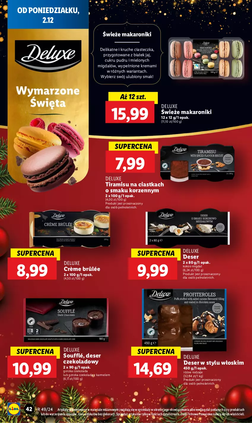 Gazetka promocyjna Lidl - GAZETKA - ważna 02.12 do 04.12.2024 - strona 44 - produkty: Ciastka, Crème brûlée, Czekolada, Deser, Kokos, Makaron, Ser