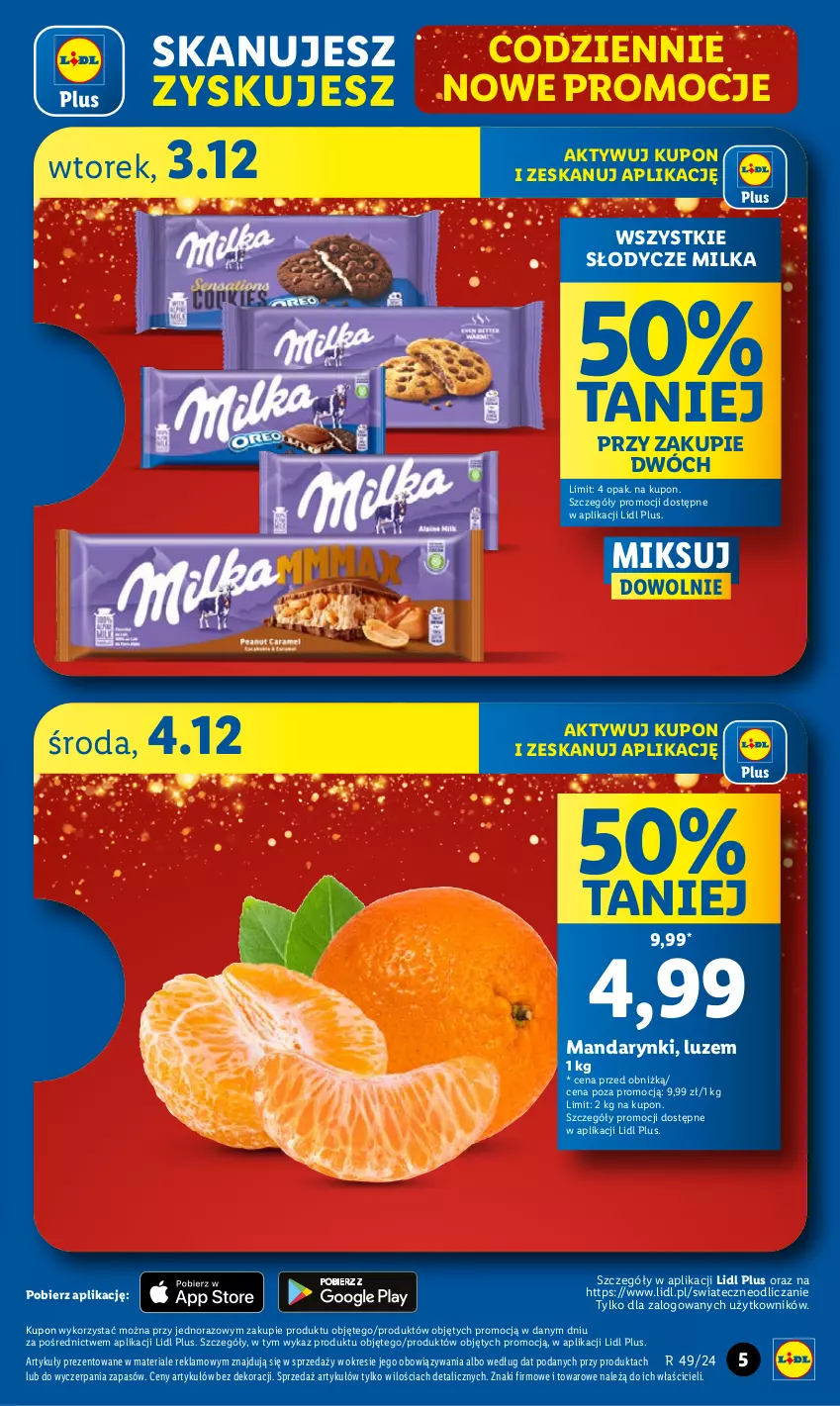 Gazetka promocyjna Lidl - GAZETKA - ważna 02.12 do 04.12.2024 - strona 5 - produkty: Mandarynki, Milka