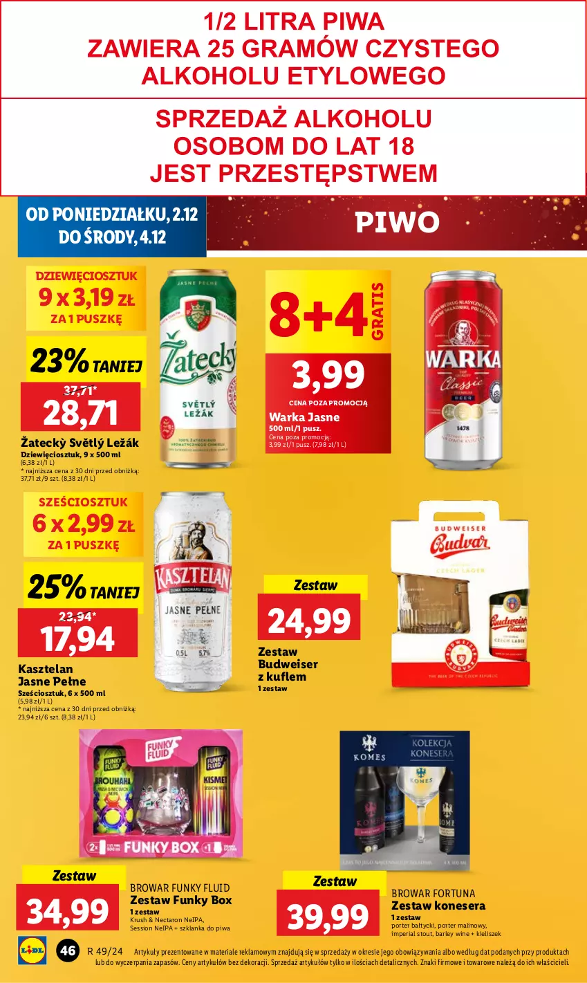 Gazetka promocyjna Lidl - GAZETKA - ważna 02.12 do 04.12.2024 - strona 50 - produkty: Fortuna, Gra, Kasztelan, Kieliszek, Piwa, Piwo, Por, Ser, SESSIO, Szklanka, Warka