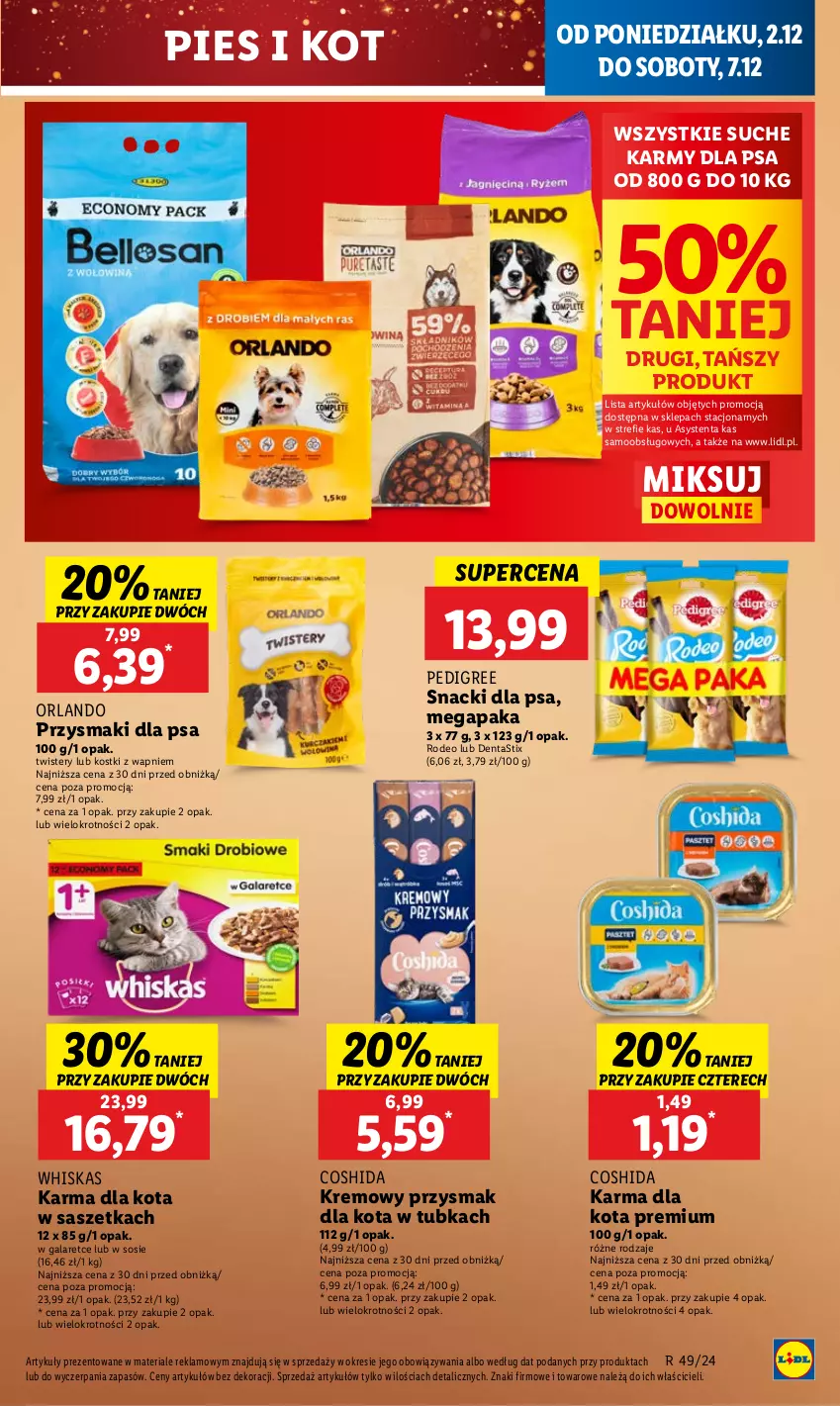 Gazetka promocyjna Lidl - GAZETKA - ważna 02.12 do 04.12.2024 - strona 51 - produkty: Gala, Pedigree, Przysmak dla kota, Przysmaki, Sos, Whiskas