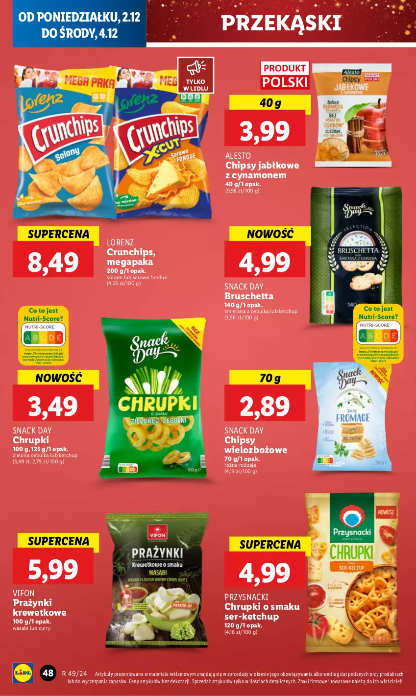 Gazetka promocyjna Lidl - GAZETKA - ważna 02.12 do 04.12.2024 - strona 52 - produkty: Chipsy, Chrupki, Crunchips, Fondue, Ketchup, Lorenz, Przysnacki, Ser, Wasa