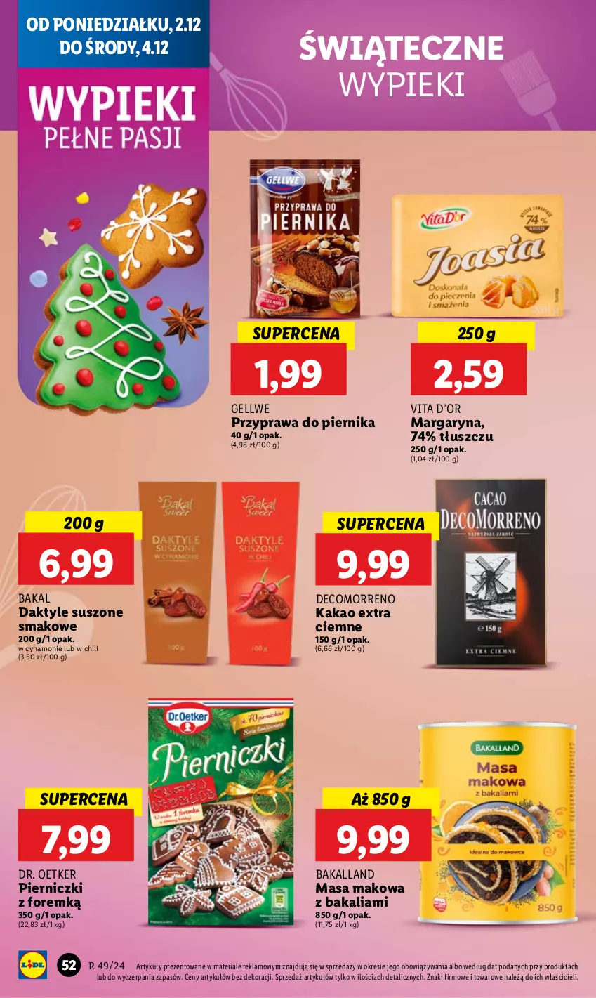 Gazetka promocyjna Lidl - GAZETKA - ważna 02.12 do 04.12.2024 - strona 56 - produkty: Bakalland, Daktyle, Dr. Oetker, Kakao, Margaryna, Piernik