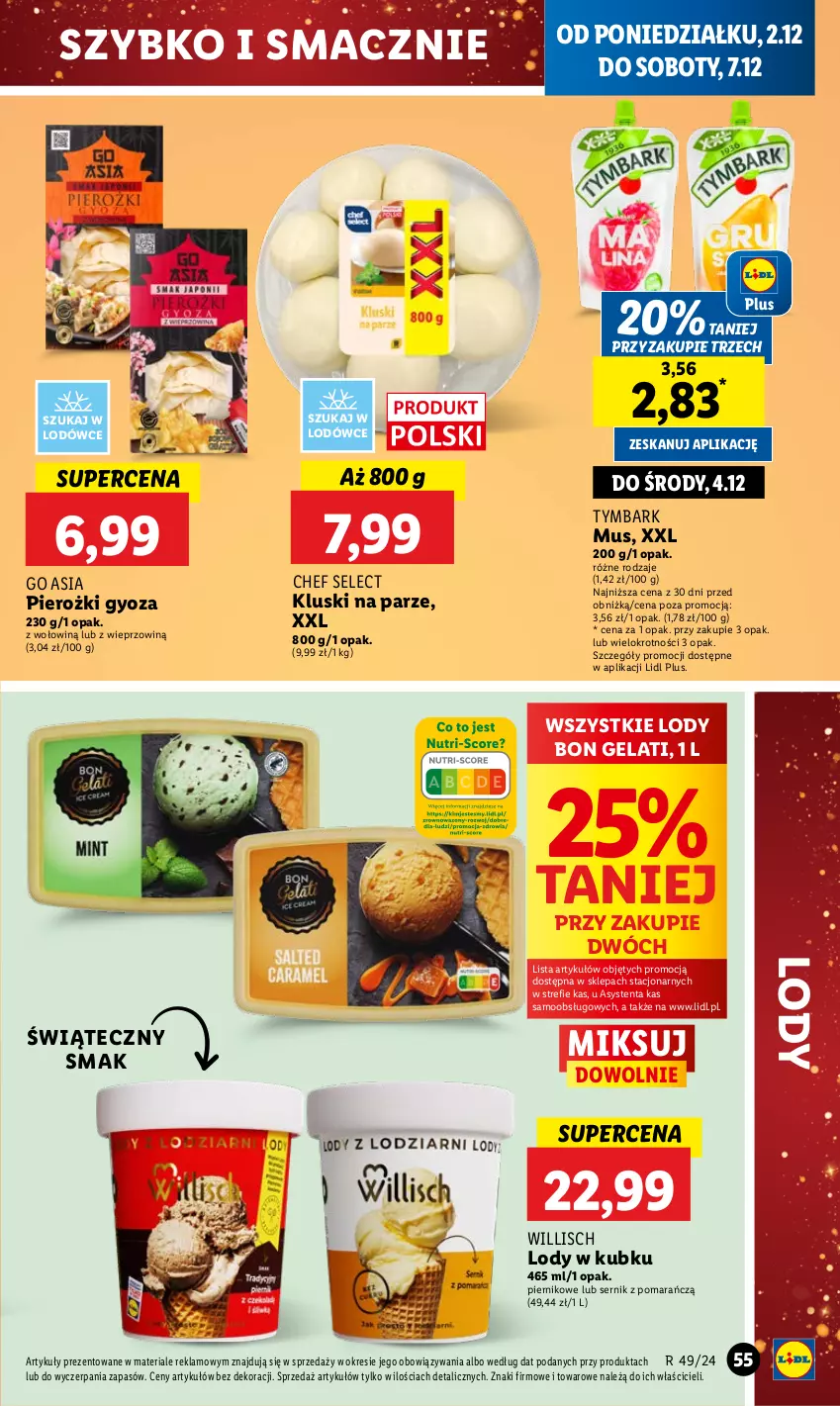 Gazetka promocyjna Lidl - GAZETKA - ważna 02.12 do 04.12.2024 - strona 59 - produkty: Kluski na parze, Lody, Mus, Piernik, Ser, Tymbark