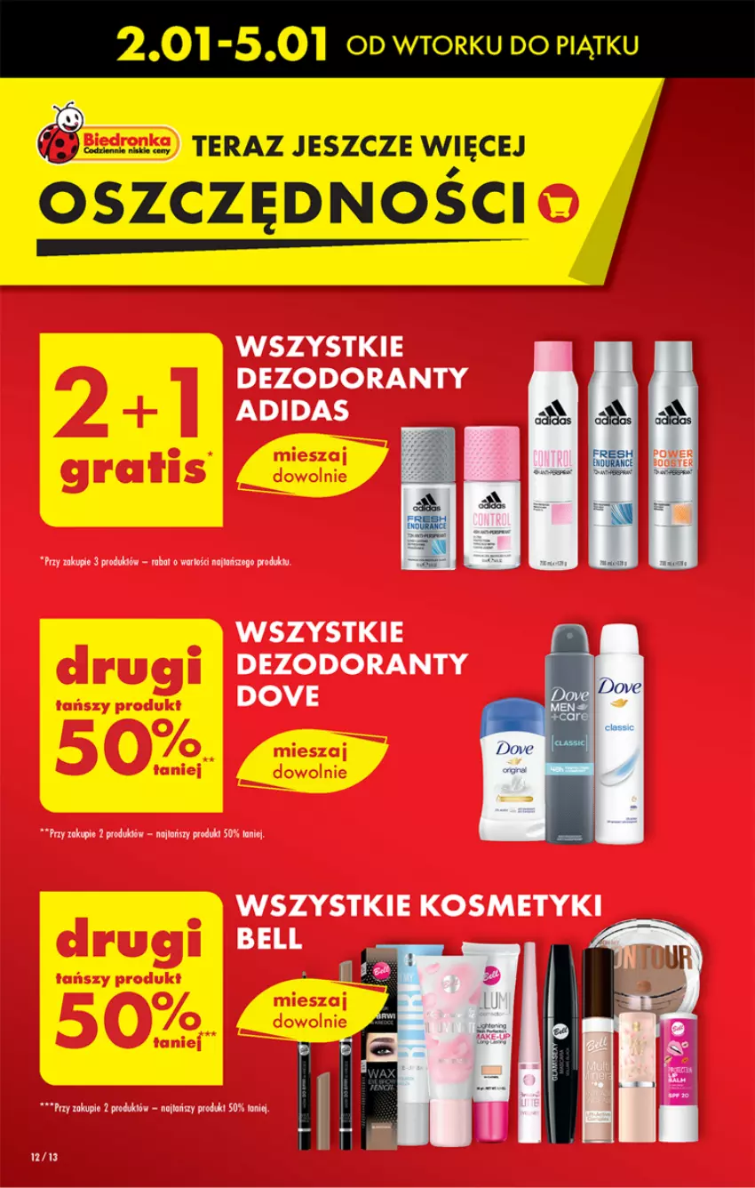 Gazetka promocyjna Biedronka - Od czwartku - ważna 04.01 do 10.01.2024 - strona 12 - produkty: Adidas, Dezodorant, Dove, Tera