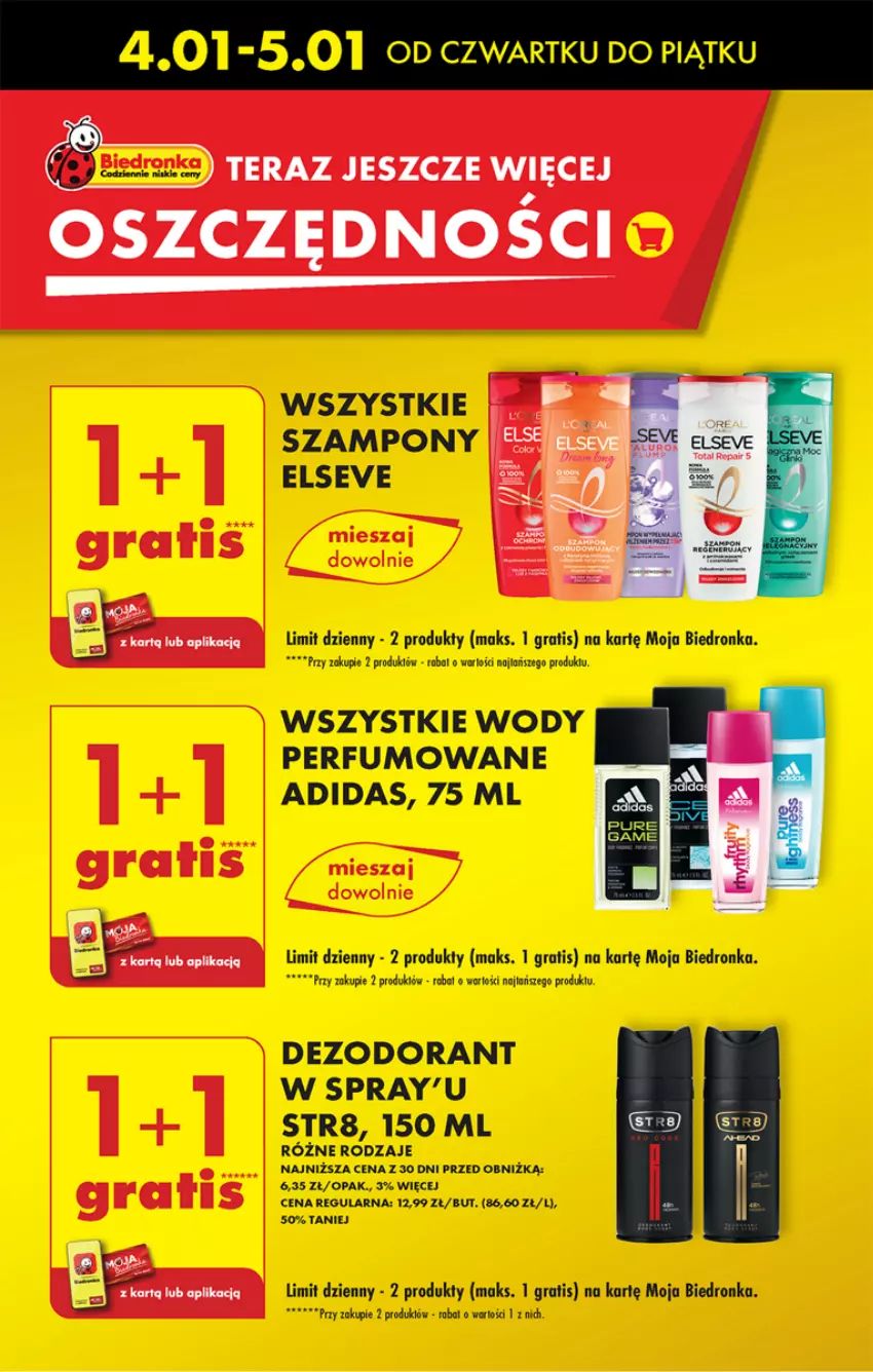 Gazetka promocyjna Biedronka - Od czwartku - ważna 04.01 do 10.01.2024 - strona 13 - produkty: Adidas, Dezodorant, Dron, Elseve, Gra, Perfum, Str8, Szampon, Tera