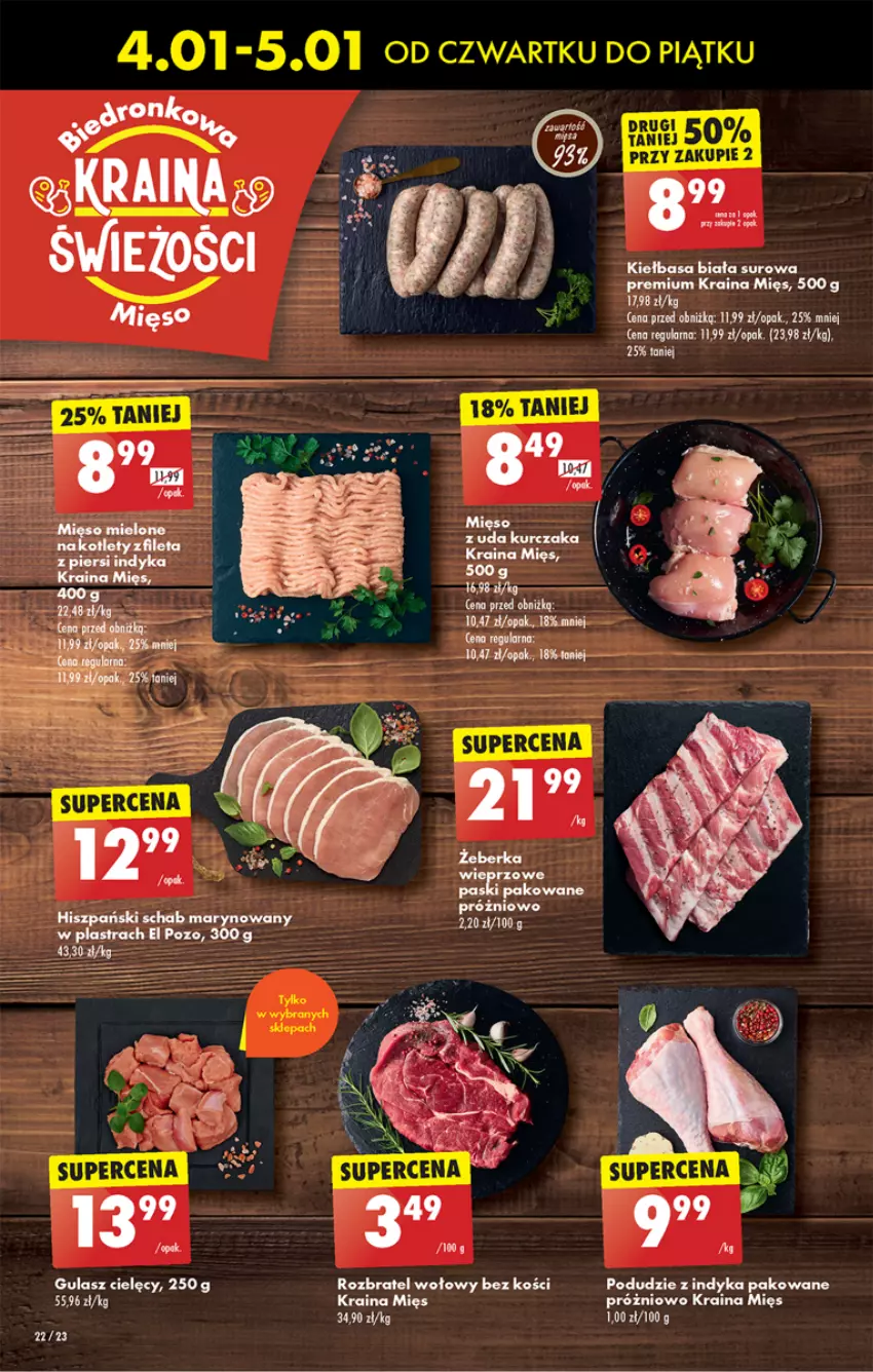 Gazetka promocyjna Biedronka - Od czwartku - ważna 04.01 do 10.01.2024 - strona 24 - produkty: Grill, Kiełbasa, Kiełbasa biała, Kurczak, Mięso, Mięso z uda kurczaka, Rozbratel wołowy