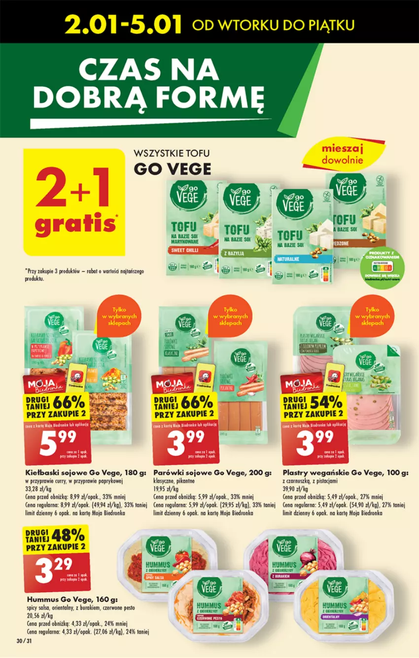 Gazetka promocyjna Biedronka - Od czwartku - ważna 04.01 do 10.01.2024 - strona 38 - produkty: Buraki, Dron, Hummus, Mus, Parówki, Pesto, Tofu