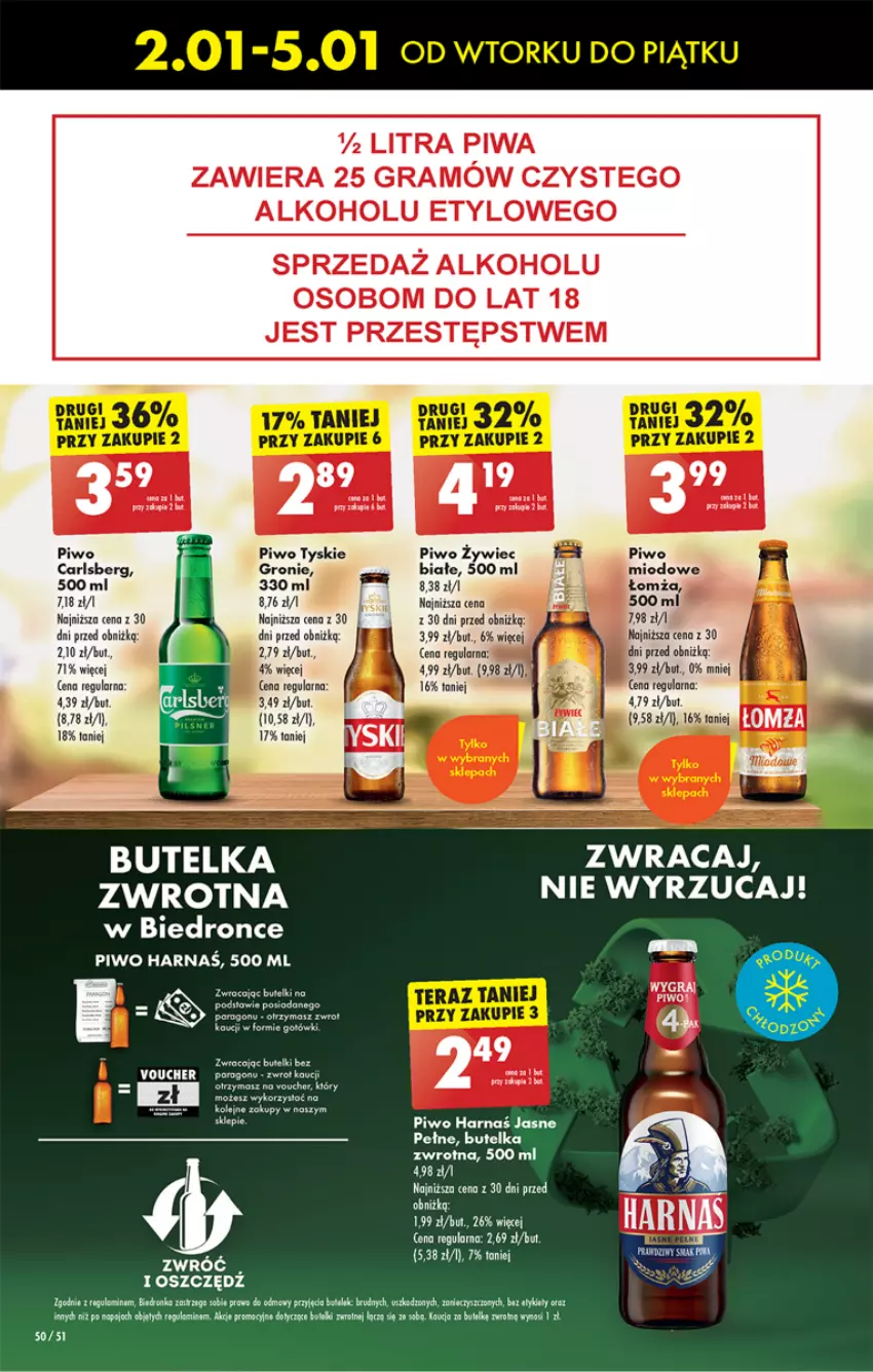 Gazetka promocyjna Biedronka - Od czwartku - ważna 04.01 do 10.01.2024 - strona 58 - produkty: Carlsberg, Dron, Fa, Gra, Harnaś, Piwa, Piwo, Por, Tyskie