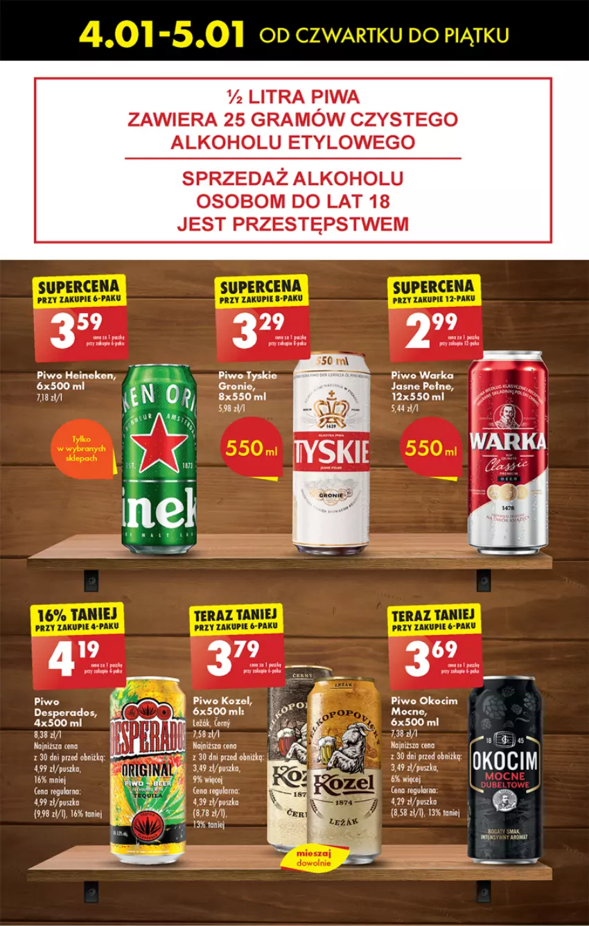 Gazetka promocyjna Biedronka - Od czwartku - ważna 04.01 do 10.01.2024 - strona 59 - produkty: Desperados, Gra, Heineken, Koc, Okocim, Piwa, Piwo, Warka