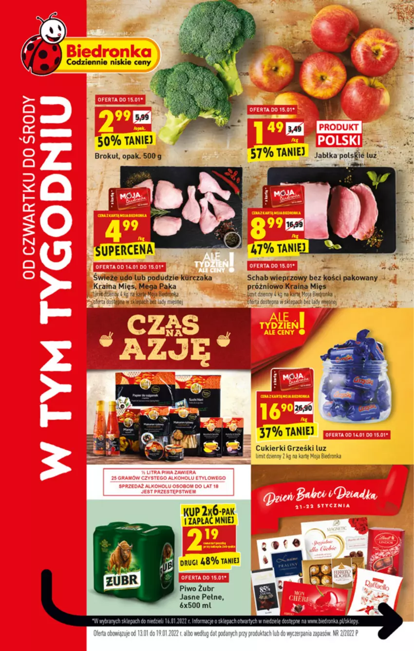 Gazetka promocyjna Biedronka - W tym tygodniu - ważna 13.01 do 19.01.2022 - strona 1 - produkty: Cukier, Cukierki, Dron, Fa, Grześki, Piwo, Schab wieprzowy